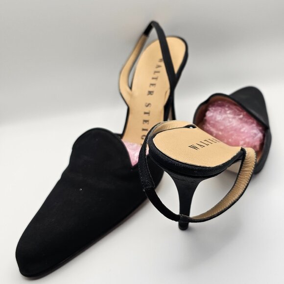 Walter Steiger Women’s Italian Black Slingback Heels – Size 7 - Picture 4 of 8